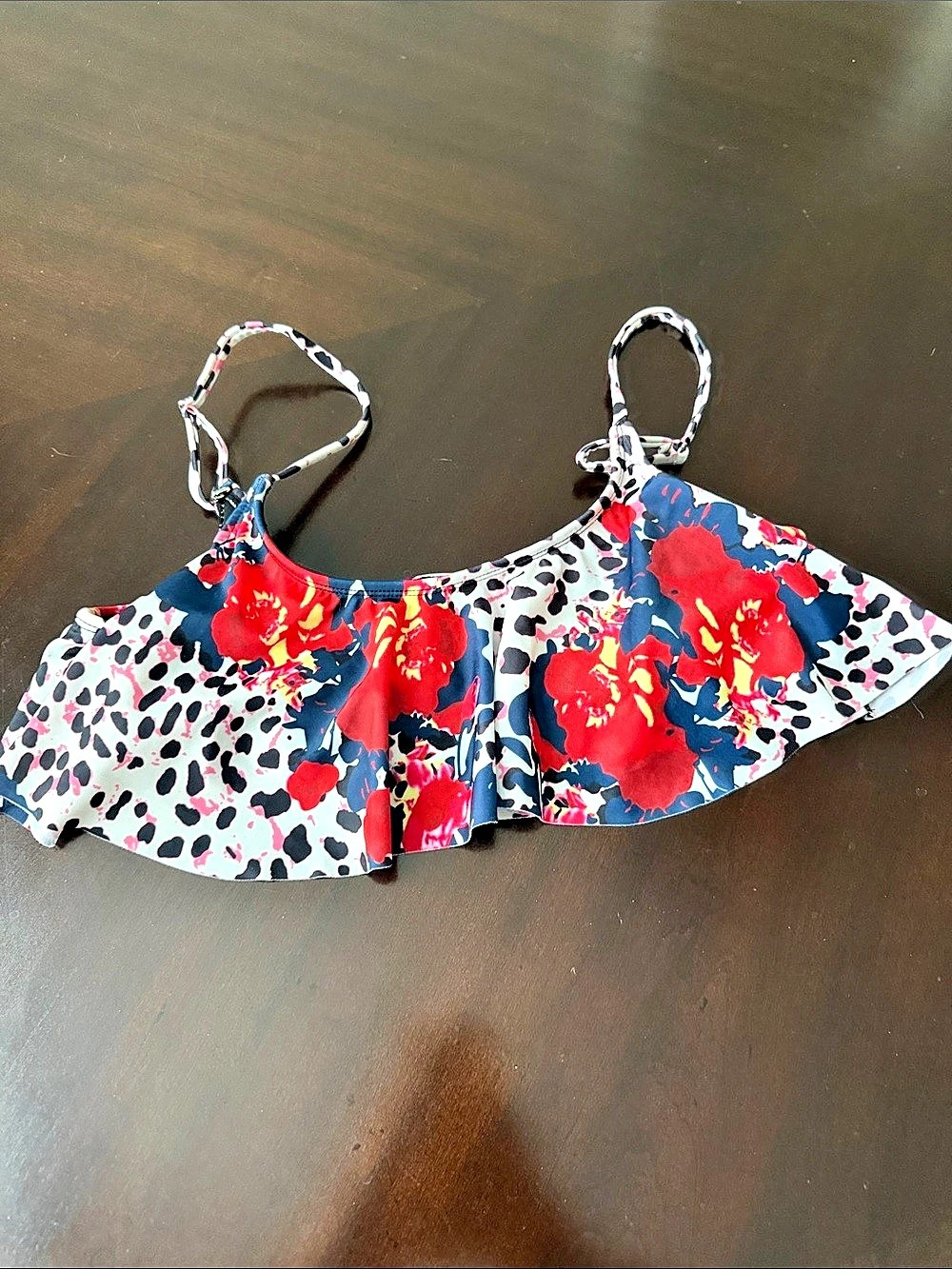 Forever 21 Floral leopard Bikini Top Size large